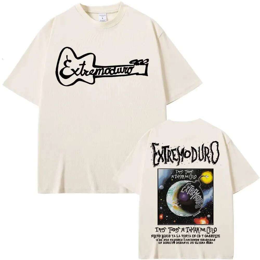 EXTREMODURO Rock Band Tour Print Fashion Retro Short-Sleeve for Men and Women, 100% Cotton, Loose Fit Men's T-Shirt C260228 - view 4