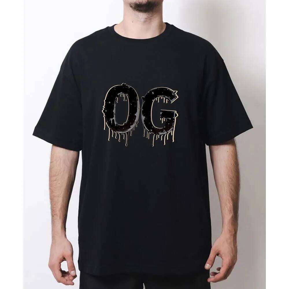 Black Drip Typography Print T-Shirt Casual cotton graphic t shirts Creative streetwear Classic O-neck shirt C260228 - view 4