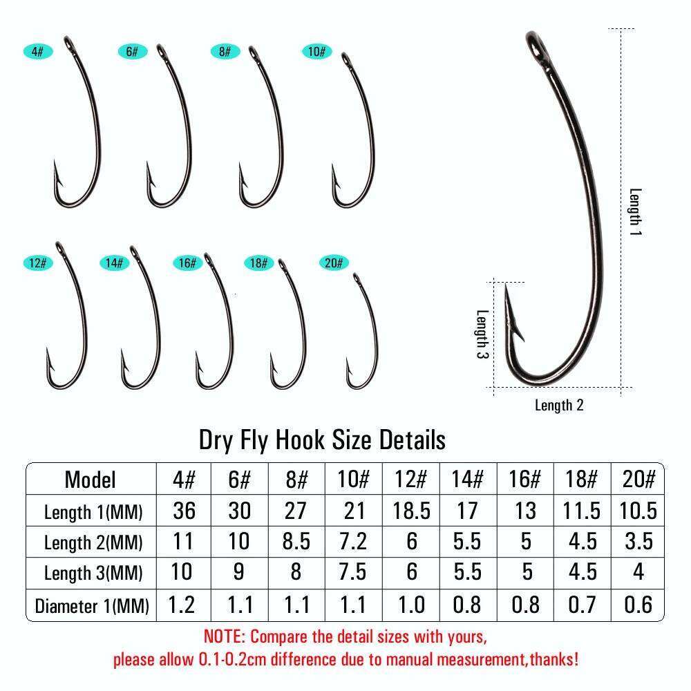Wifreo 50pcs 3X Long Shank Hooks High Carbon Steel Fishing Hook Strong Wire for Hoppers Stonefly Nymphs Dry Fly Z260228