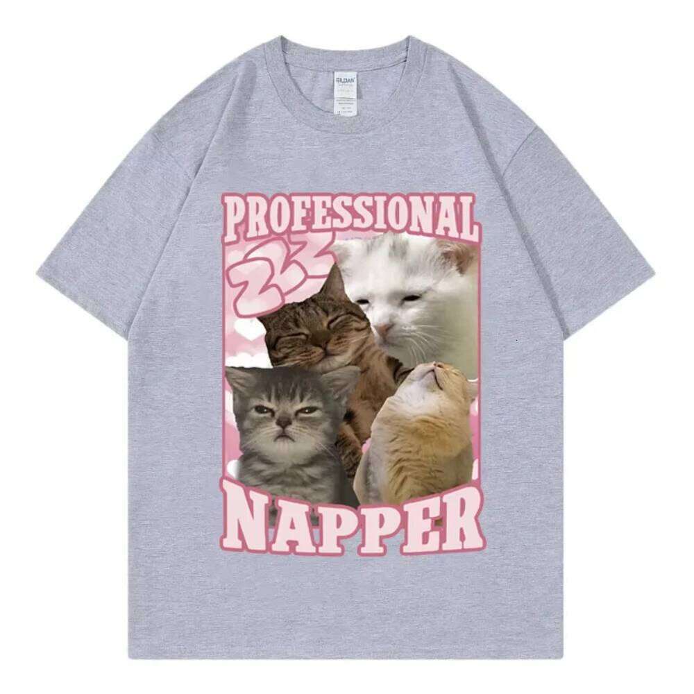 Professional Napper Funny Cat Meme T-shirt Kawaii Fashion Short Sleeve Men Women T-shirts High Quality Cotton Clothing Tee Shirt C260228 - view 7