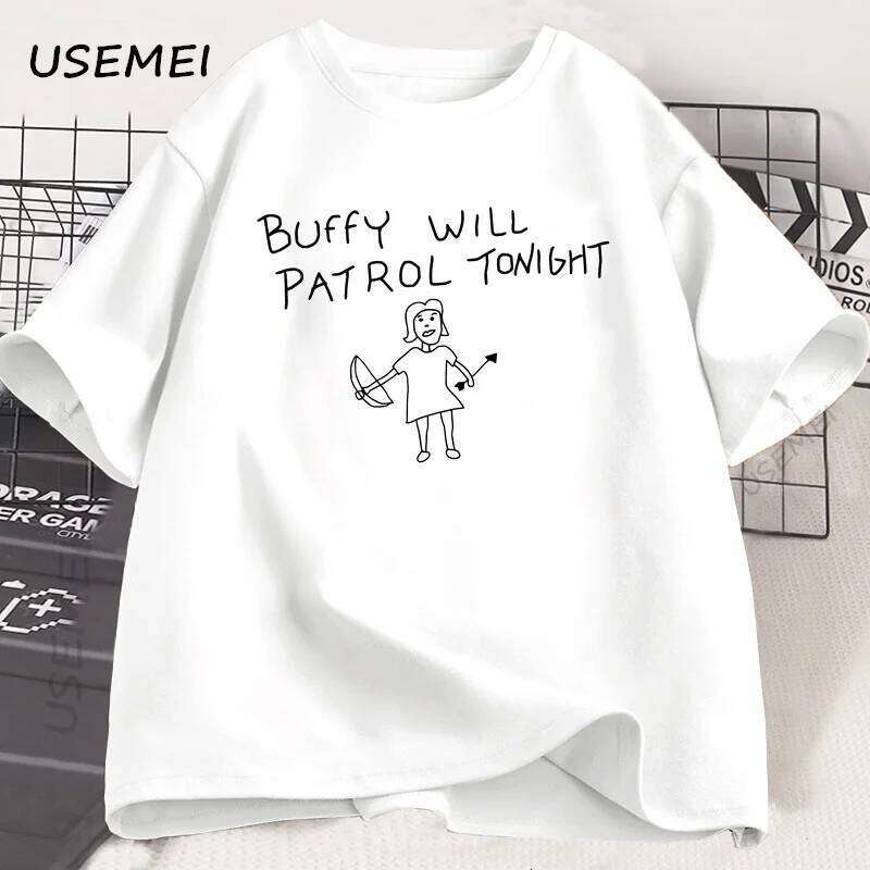 Buffy Will Patrol Tonight T-shirt Funny Men Women Cotton Summer Short Sleeve Tshirt Graphic Tees Unisex Round Neck Clothes C260228 - view 4