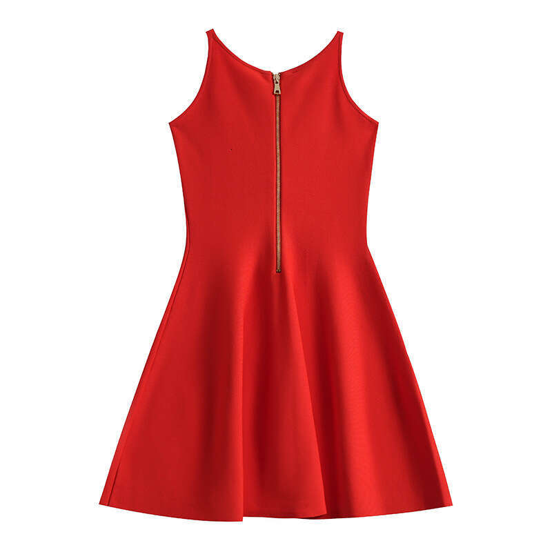 2026 summer new designer Qixi red a1 sweet salty knitting A1 suspender sleeveless vest dress for women