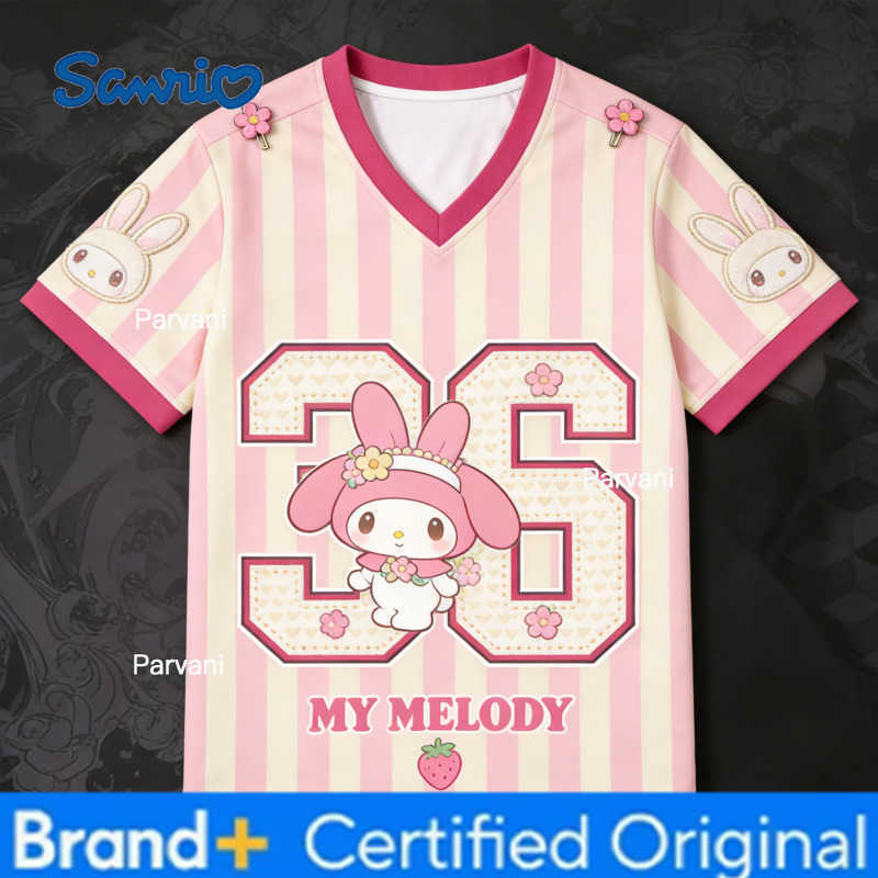 Sanrio Hello Kitty Special Edition Football Jersey Casual Sport Short Sleeve Harajuku Loose Tshirt Streetwear Kids/Adults Tees H260228