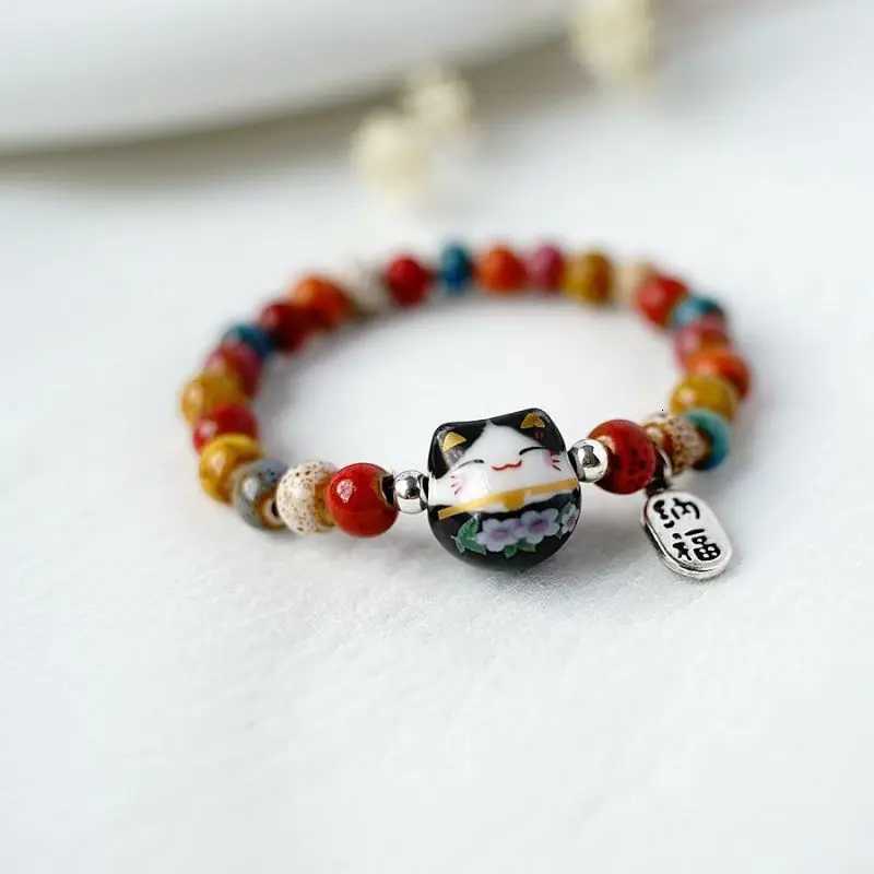 b03 Cat Bracelet For Girls Colorful Beaded Bracelets Harajuku Ceramics Anime Pendant Charm Bracelets Jewelry Gifts Wholesale H260228
