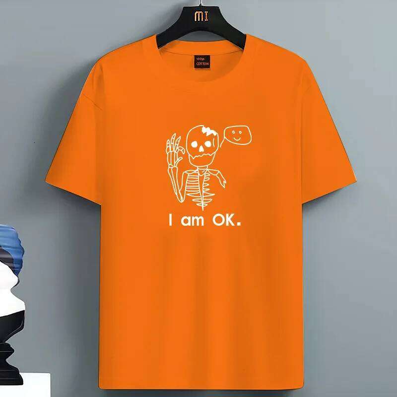 Summer For Men's 100_ Pure Cotton Casual Loose Plus Size I'm Ok Printed Sports Comfortable Round Neck Short Sleeved T-shirt C260228 - view 4