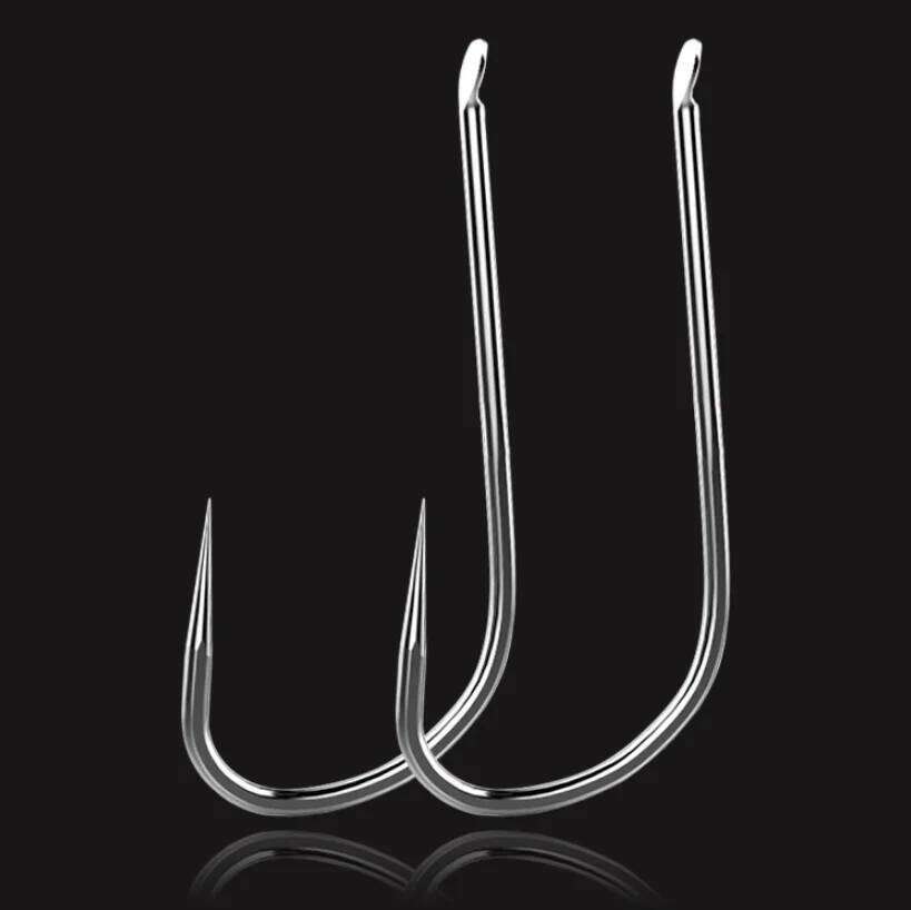 DYGYGYFZ 50pcs Reinforced Sleeve White No Barbed High Carbon Competitive Fish Table Hook Fishing Supplies Z260228