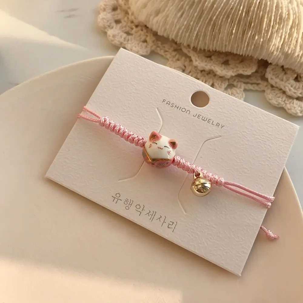 Cat Pendant Gifts Cute Handmade Lovers Red Braided Rope Chinese Style Jewelry Maneki Neko Bracelet Women Hand Ring H260228
