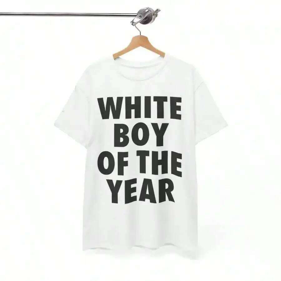 WHITE BOY OF THE YEAR T Shirts Cotton Print Short Sleeve T-shirt Retro Casual Streetwear Vintage Tee Fashion Loose Top UnisexY2K C260228 - view 4