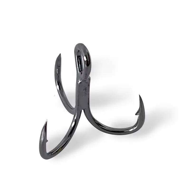 50Pcs High carbon steel black nickel round body sharp three anchor hooks fishing accessories Z260228