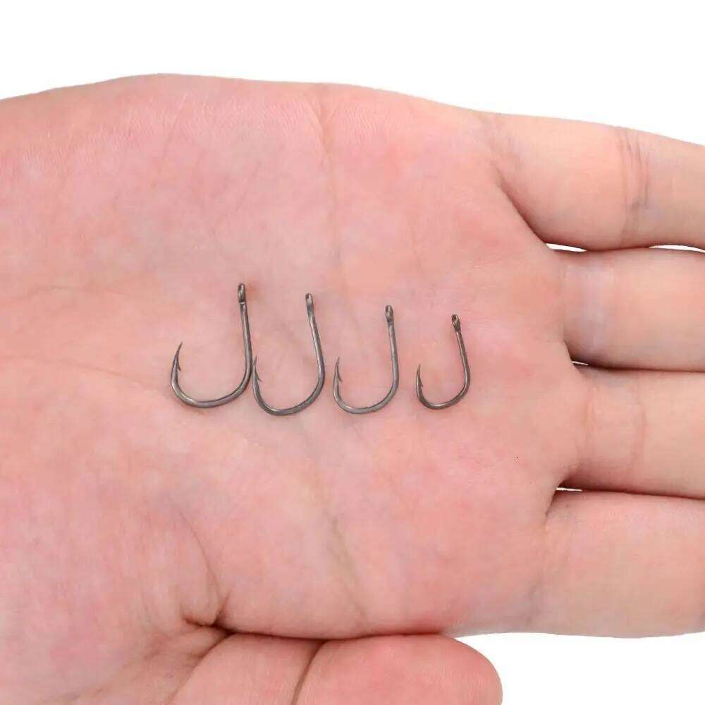 Hirisi 50pcs High Carbon Steel Carp Hooks Barbed Coated Eye Design Fishing accessories 8001 Z260228