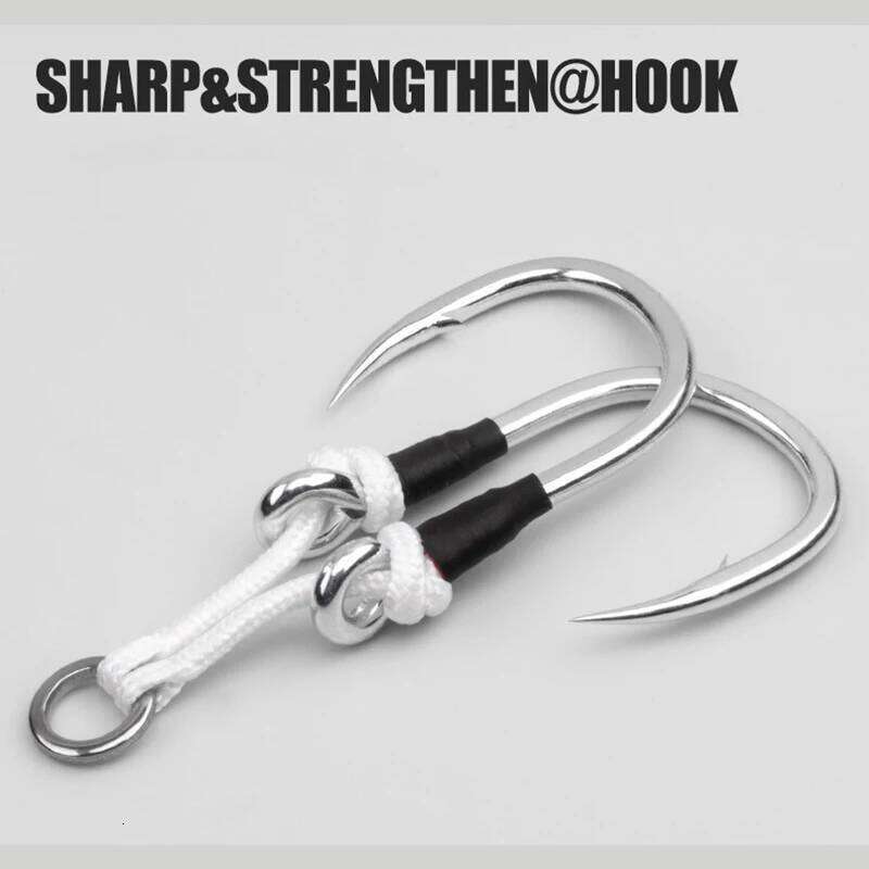 2pcs/bag High Carbon Steel Slow Double Sea Hook Saltwater Fishing Metal Jigging Assist Hooks Z260228