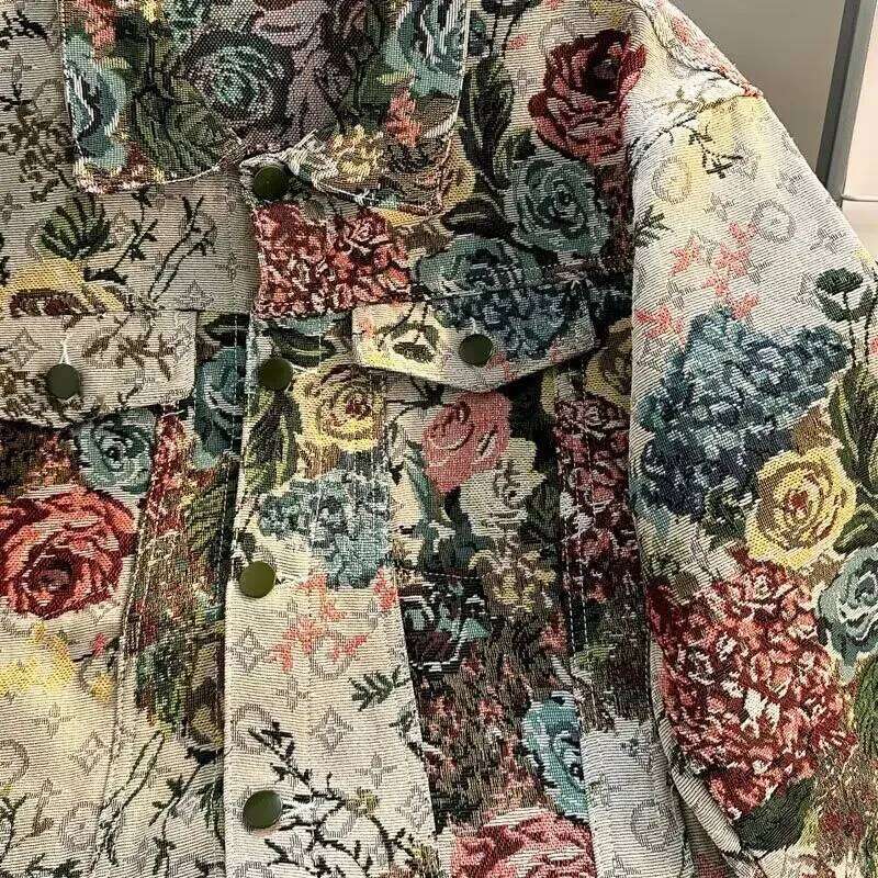 Men's Fashionable Denim High Quality Cross-Border Style Loose Fit Casual Scene Jacquard Lapel Jacket