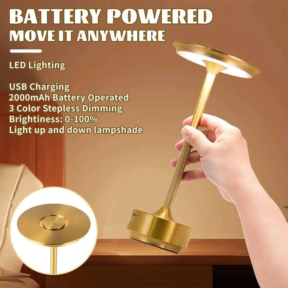 3 Color Table Lamp Golden Black Led Silver Dimming Rechargeable With Control Lamps Touch Usb Usbc For Bedroom Desk Bedside Z260227