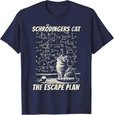 Funny Schrdinger's Cat Escape Plan Science Design T-Shirt Cute Intellect Seamlessly Graphic Kitty Saying Tee Novelty Gift Y2k C260228 - view 6