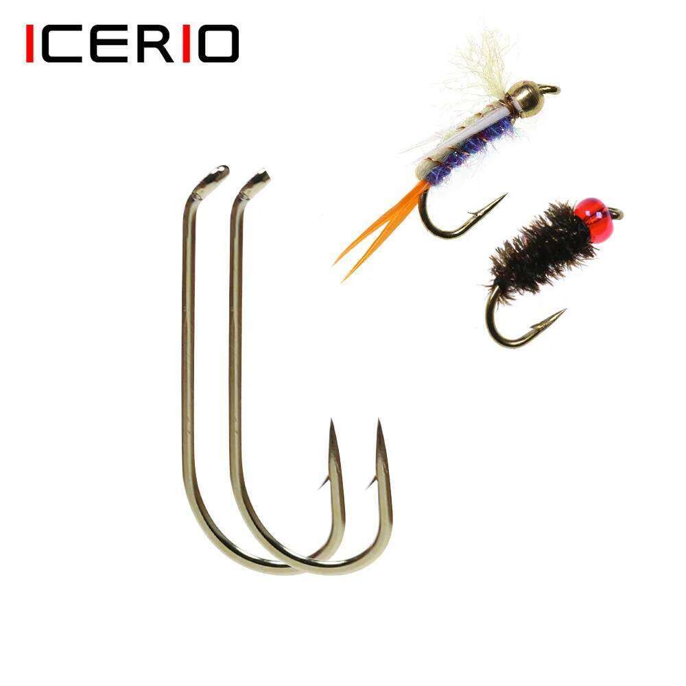 ICERIO 100PCS 200PCS Standard With Barb Nymph Dry Wet Fly Tying Hook 8#~22# Z260228