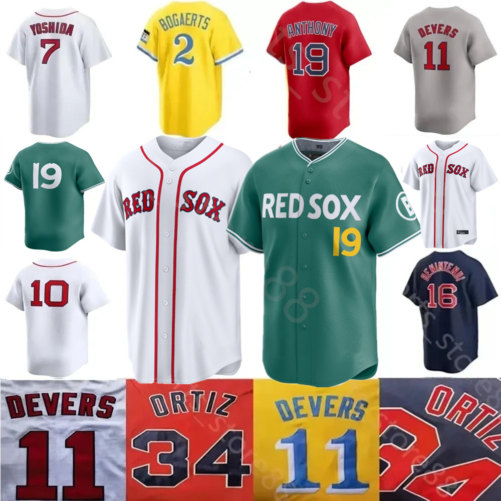 TOP Custom S-4XL 34 David Ortiz Jersey Casas Story Bregman Houck Wakefield Red Sox Duran Anthony Yoshida Baseball Jerseys