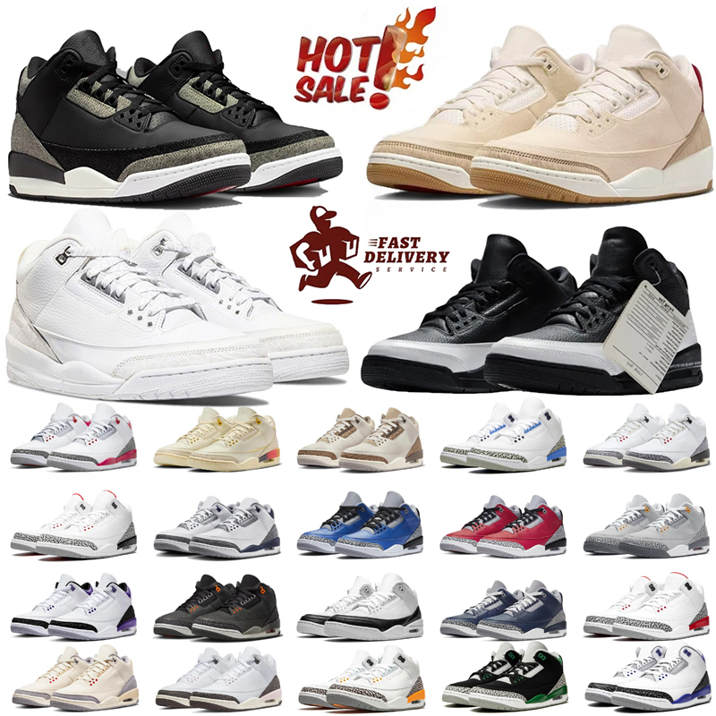 With Box designer 3s basketball shoes Cobalt Pure Money Rare Seoul 2.0 Black Cat Cement Lucky Shorts men trainers outdoor sports sneakers 36-47