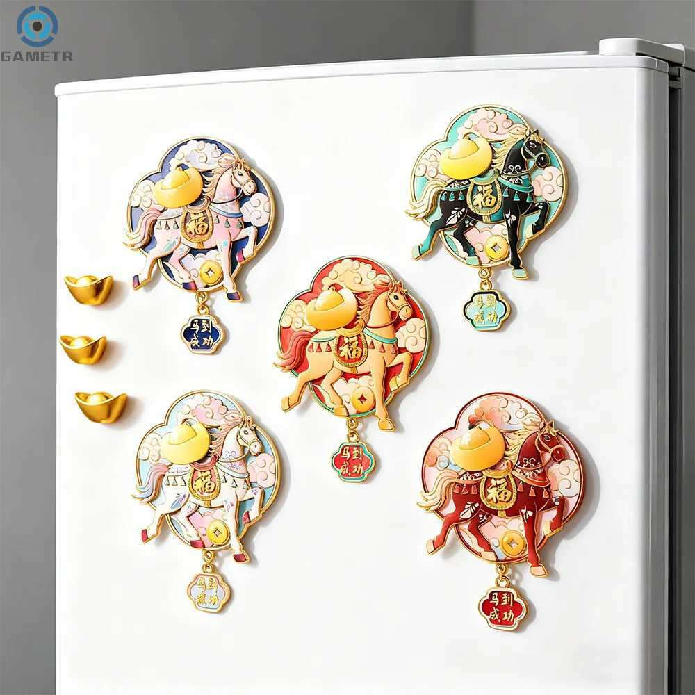 1PC Chinese Year of the Horse Fridge Magnet Auspicious "Ma Dao Cheng Gong" Blessing for Spring Festival Home Decor & GiftT260228