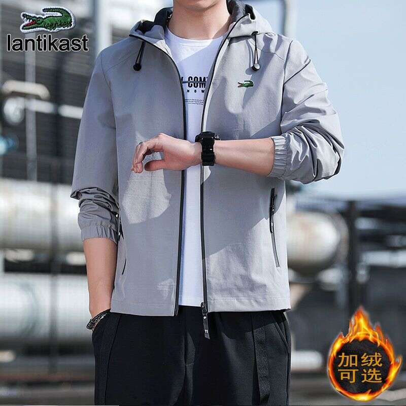 Noble designer Crocodile Men's Autumn Winter New Casual Jacket Male LANTI KAST Student Stylish Korean Version Trendy Slim Fit Trench Coat