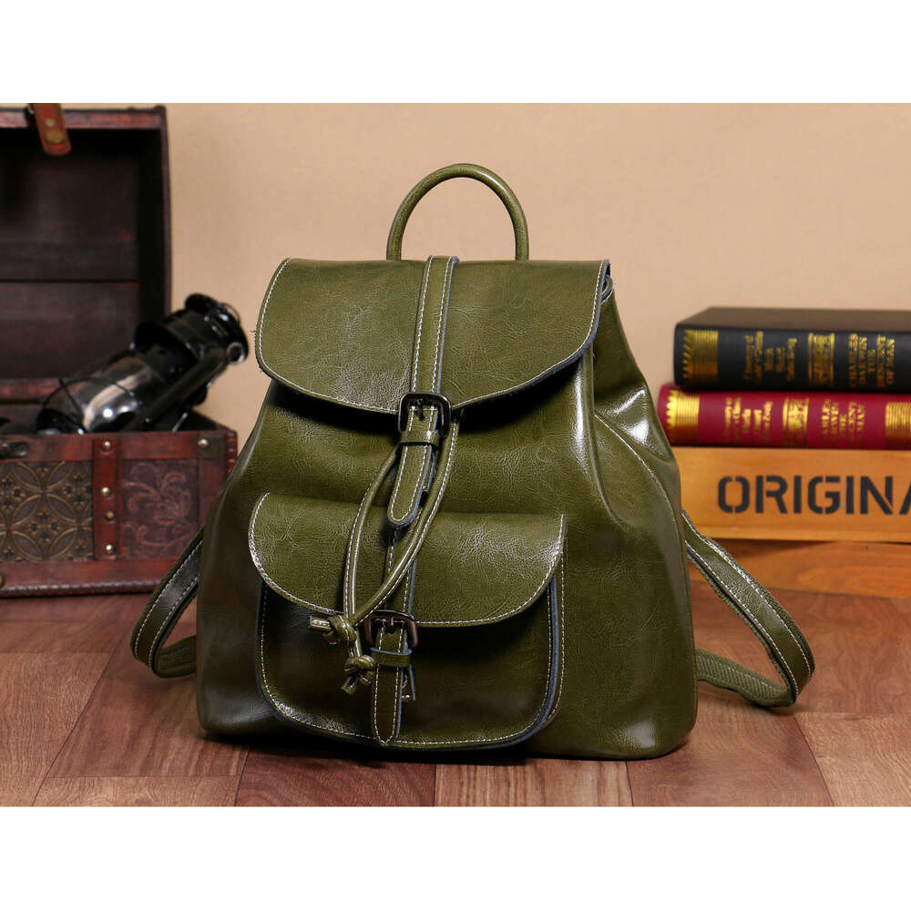 Luxury Shoulder Bags Totes Hobo New Fashion Trend Bag Genuine Women S Casual Travel Oil Wax Soft Leather Small Backpack Wholesale SENYY