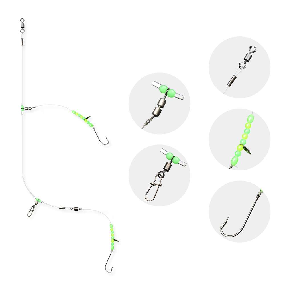 ZYZ 1pc Flapper 2 Hooks, Pre Tie Rigs Sea Beach Casting Shore Fishing for Flatfish Sole, Whiting Z260228