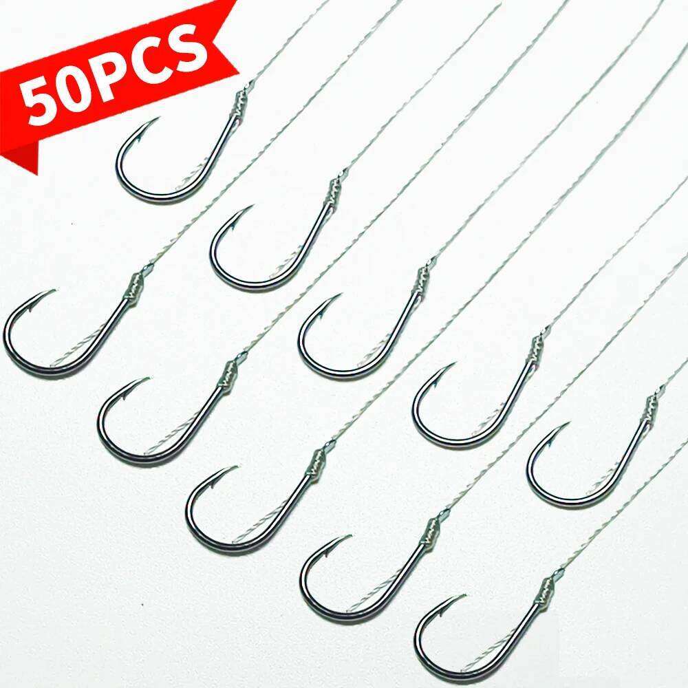 50PCS Small Size With PE Line 3#-8# Pre Tied Hooks String Sub-line Hook for Carp Fishing Z260228