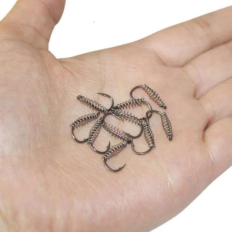 10Pcs/lot Spring Hook and Sharp Barbs Swivel Carp Fly Hooks with Hole for Fishing Tackle Accessories Jig Z260228