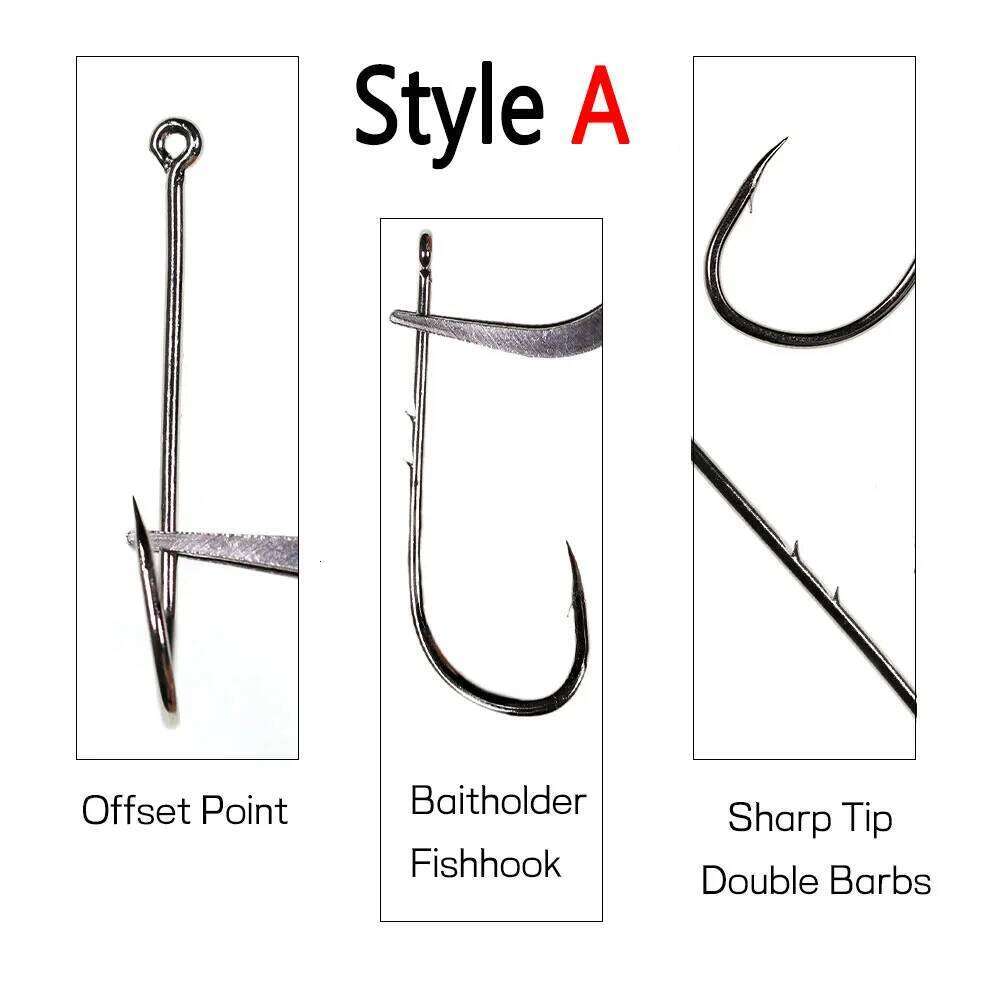 50PCS High Carbon Steel Barbed Hook Baitholder Fishing Hooks Worm Pond Fish Bait Holder Size 10 12 14 1/0 2/0 3/0 4/0 5/0 Z260228