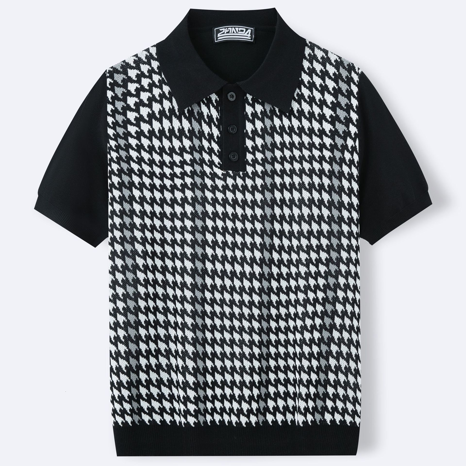 Luxury Brand Designer Clothes Men's Fashion European And American Summer High-End Cool Silk Knitwear Houndstooth Jacquard Business Polo Shirt Sy0