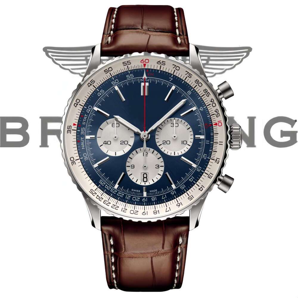 AAA Breilness Watch Navitime Designer Bretlling Watch Elegant Mens Timepiece Watch Top Quality Chronograph Leather Band Watch Movement Automatic Quartz Watch 25f