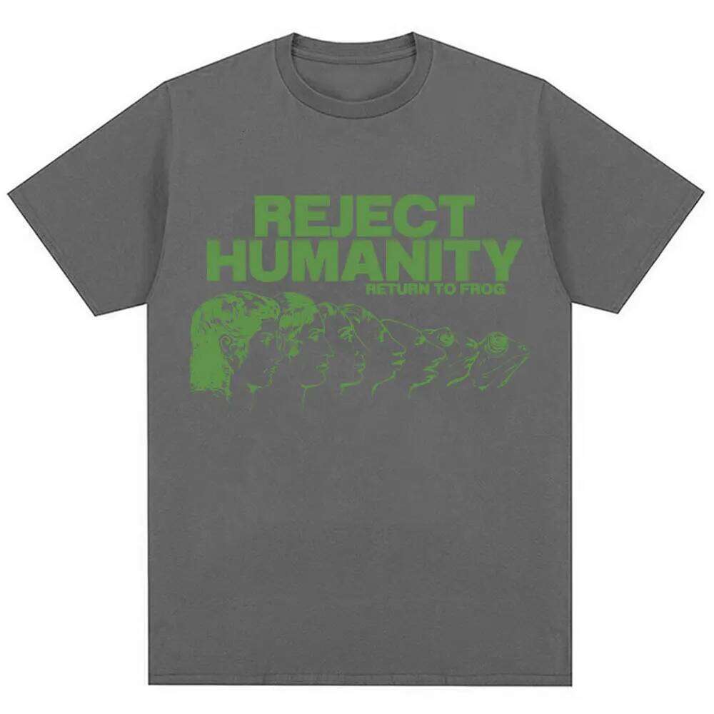 Reject Humanity Return To Frog Funny Meme T-shirt Humor Fashion Design Men Women T Shirts Animorphs Evolution Loose Cotton Tees C260228 - view 5