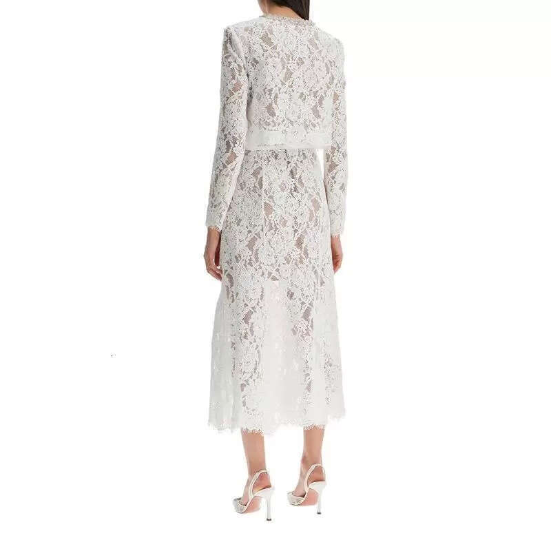 2026 spring/summer designer fashion brand social elegant temperament style lace top slim fit skirt set