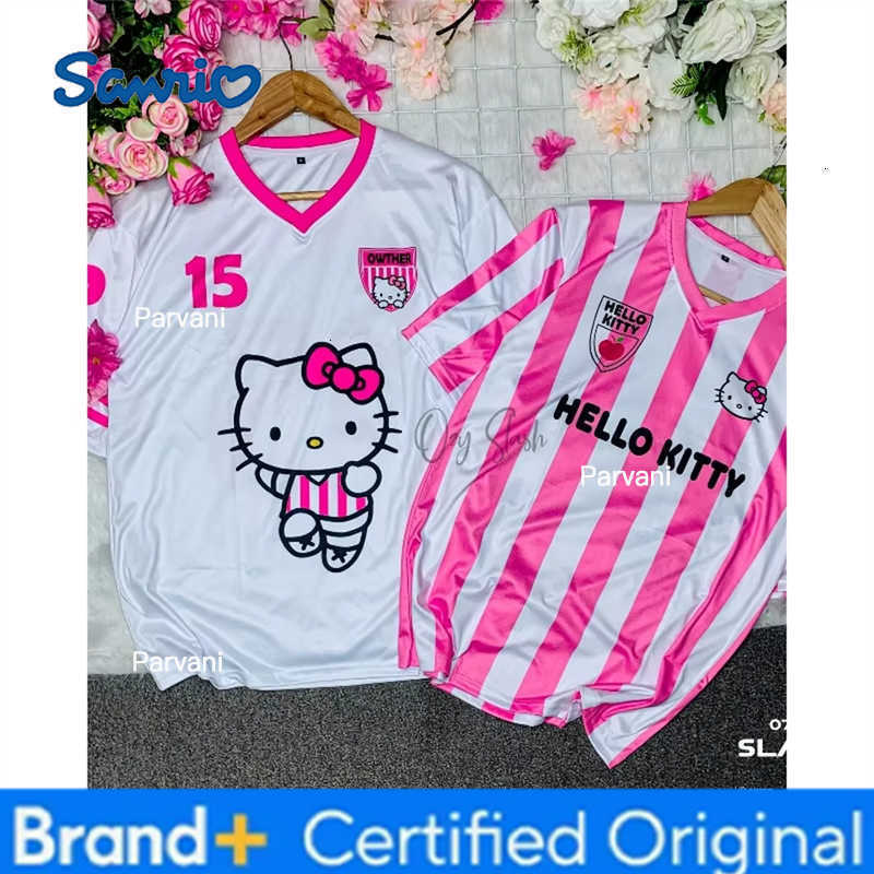 Sanrio Hello Kitty Cartoon Anime Short Sleeved Mens and Womens Outdoor Sports Casual T-shirt Children and Adults 3D Print Tops H260228
