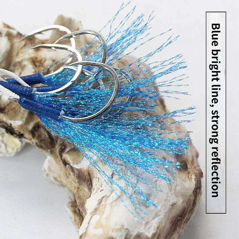 5pcs Jig Head Iron Plate Double Blue Bright Wire Sea Lure Hook Fishing Gear Accessories Z260228