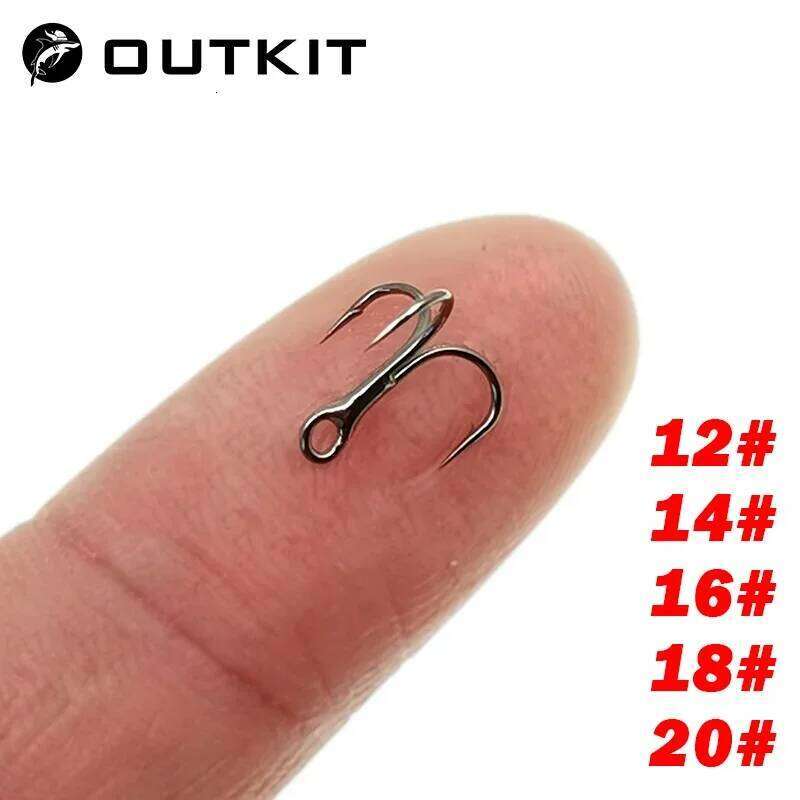 OUTKIT High Quality 5pcs/box 2xStrengthen Micro Small Origin Steel Alloy Sharp Lure Treble Hook 12-20# Fishing Tackle with Box Z260228
