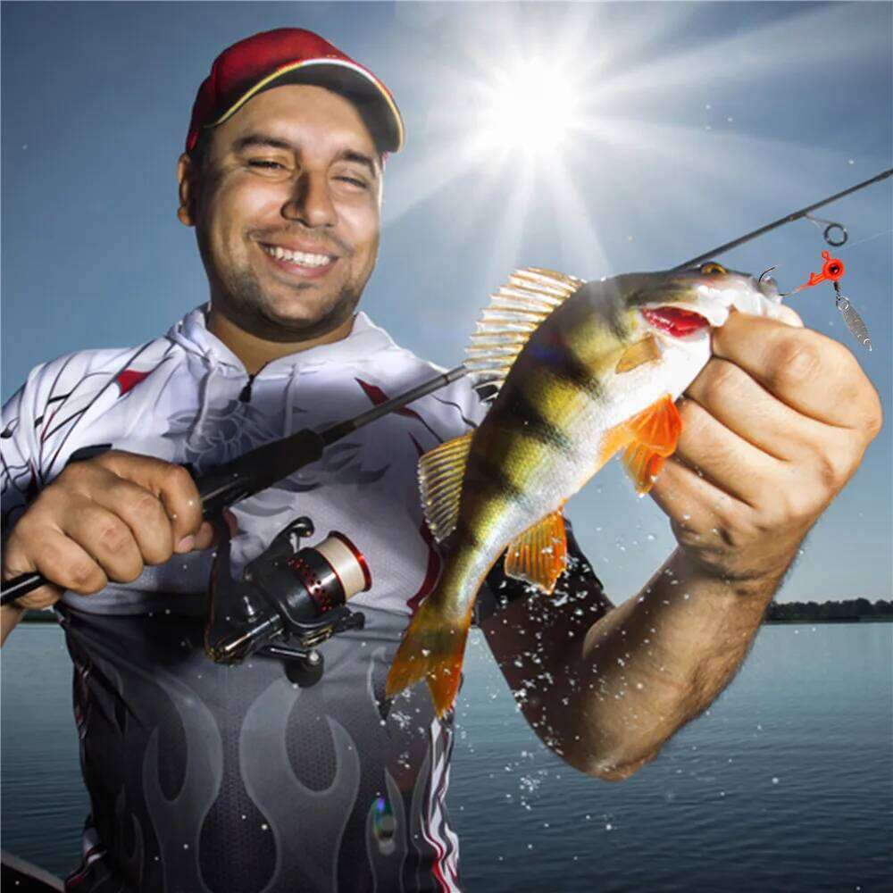 10Pcs Heads Underspin Spinner Blade 3D Eyes Painted Lure Crappie Jig hooks for Bass Walleye Trout Fishing Z260228