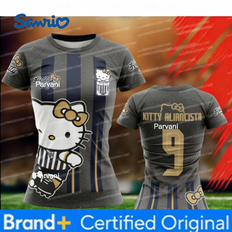 Sanrio Kid TshirtNew Hello Kitty Soccer Jersey T-shirt Sports Training Breathable Jersey Summer Girls Short Sleeve Jersey Women T-shir H260228