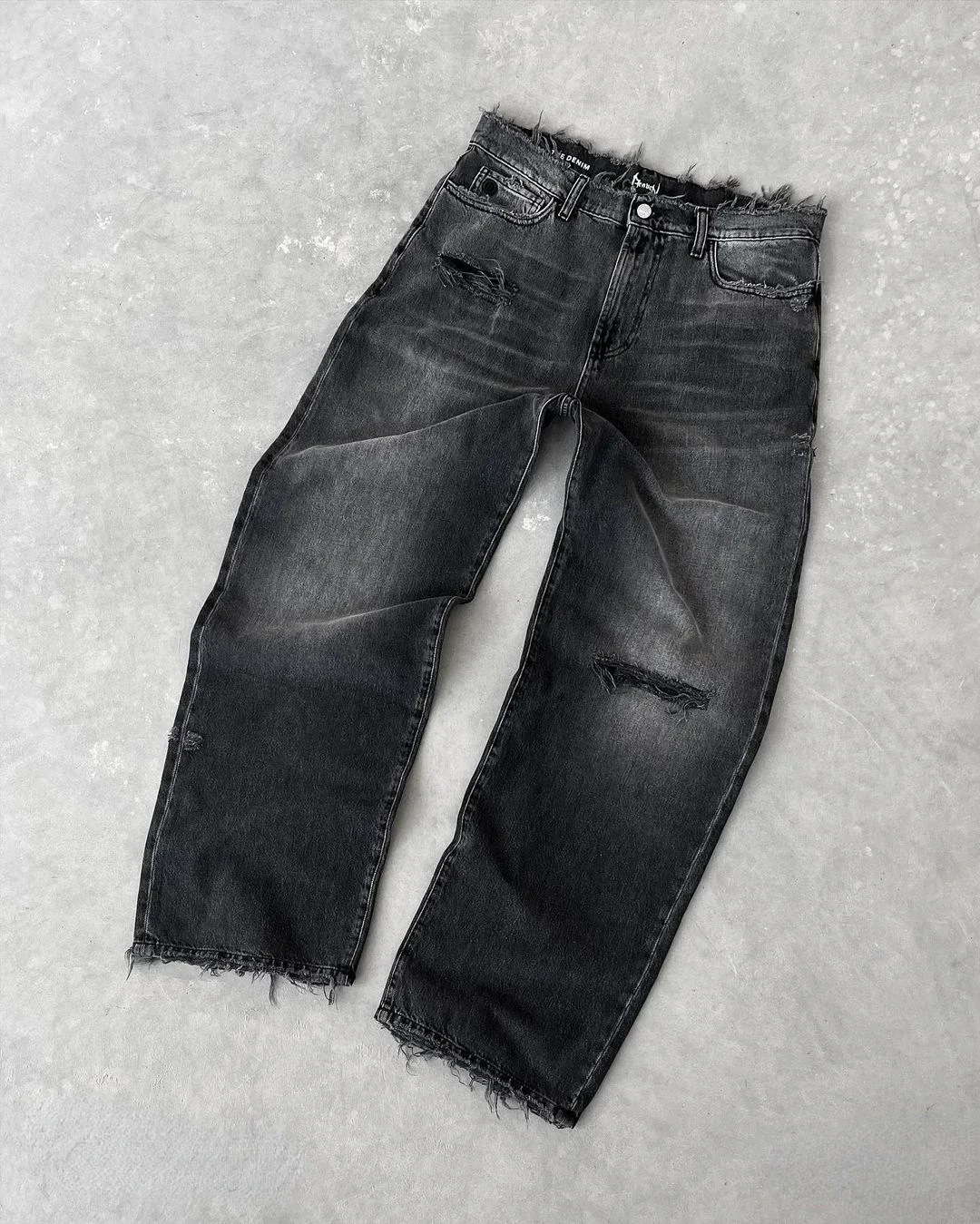 Men's Jeans Y2K Vintage Slim Fit Trendy Washed Men Women Harajuku Hip Hop Straight Leg Pants Gothic Fringed Casual Micro Flared Men's Clothi