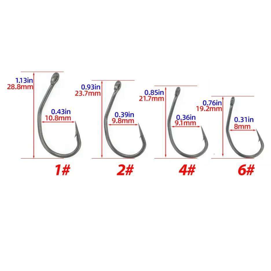 Hirisi 50Pcs Fish Hook PTFE Coated Barbed Fishing Hooks Terminal Tackle 8023 Z260228