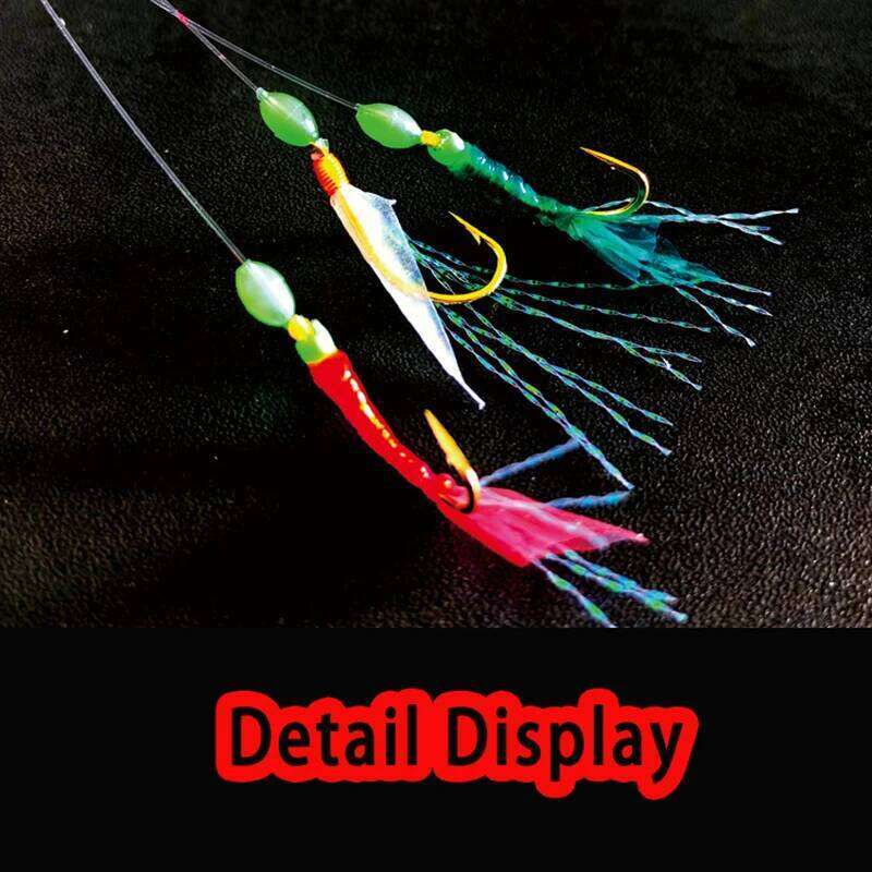 3Packs/lot Hook Saltwater Artificial Fishing Luminous Bait Mackerel Pesca Tackle String Hooks Feather Lures Crochet Z260228