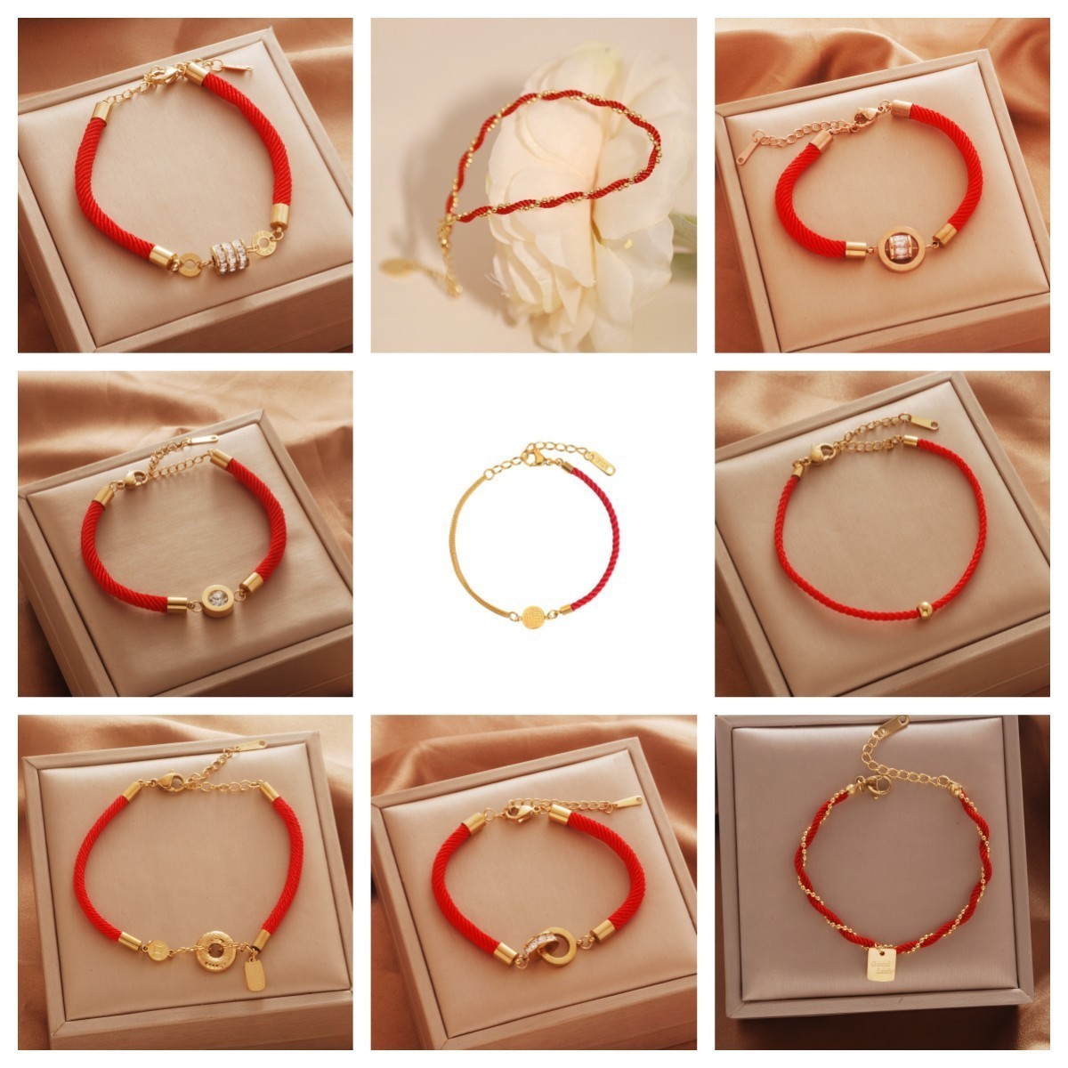 New Chinese Ancient Style Red Rope Bracelet Steel Non-Fading Hand Accessory Artistic Fashion Bracelet 251219