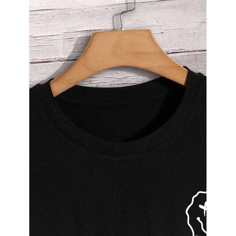 A Funny Smile Face That Is About To Melt Printed Tshirt Men Fashion Oversize T-Shirt Summer Cotton Clothes Loose Casual Tees C260228 - view 4