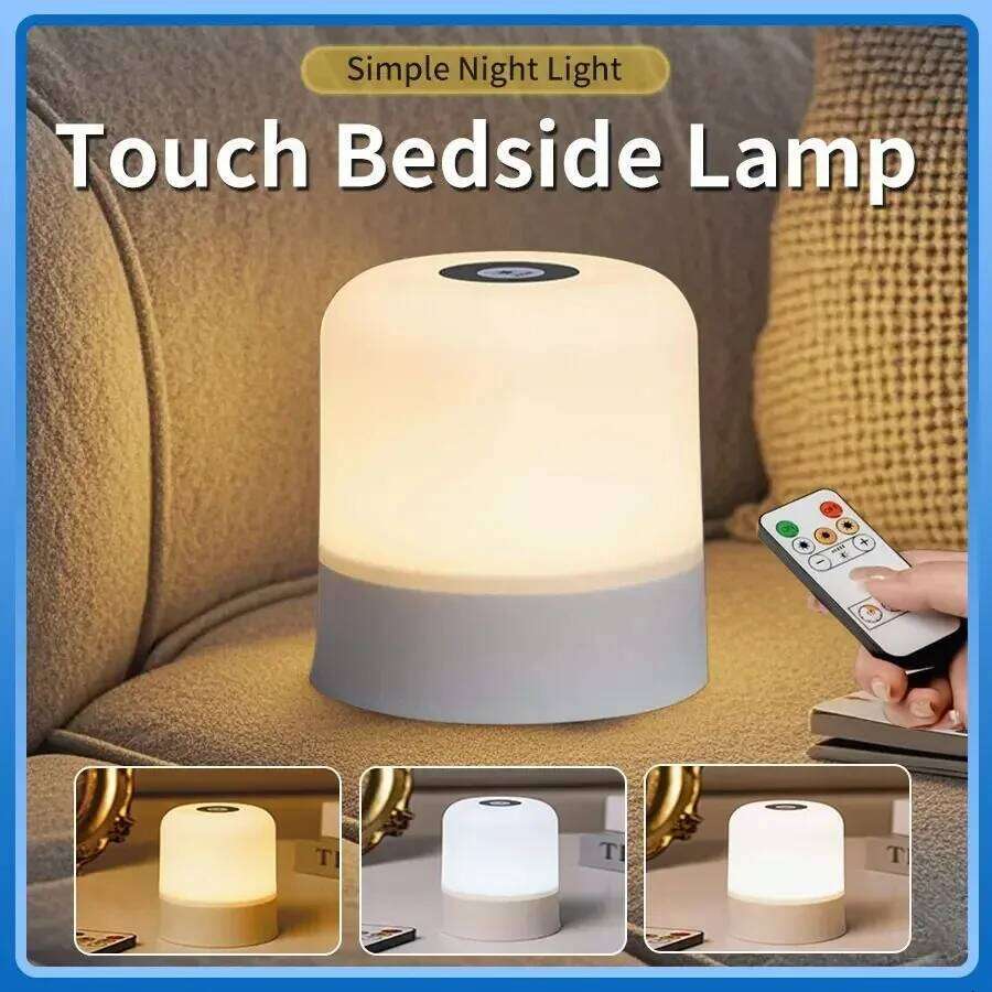 Rechargeable RGB Night Light with Remote, Dimmable Touch Control Table Lamp for Bedroom & Living Room Ambient Lighting Z260227
