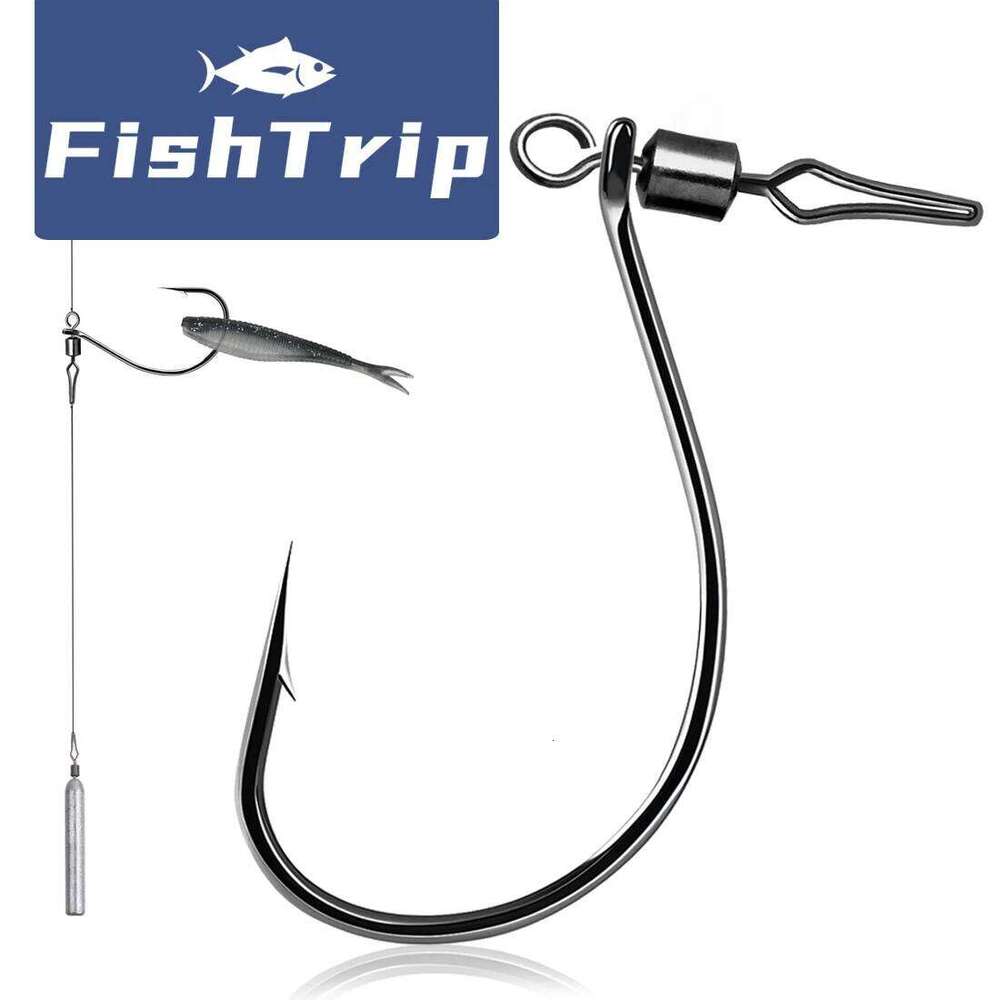 FishTrip Drop Shot with Barrel Snap 30pcs Fishing Swivel In-line DropShot Rig Soft Lure Worm Hook for Carp Bass Z260228