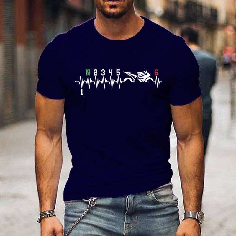 Casual Summer Short Sleeve 1N23456 Motorcycle Gear Biker Heartbeat Print Tops Men Clothing T-Shirt C260228 - view 3