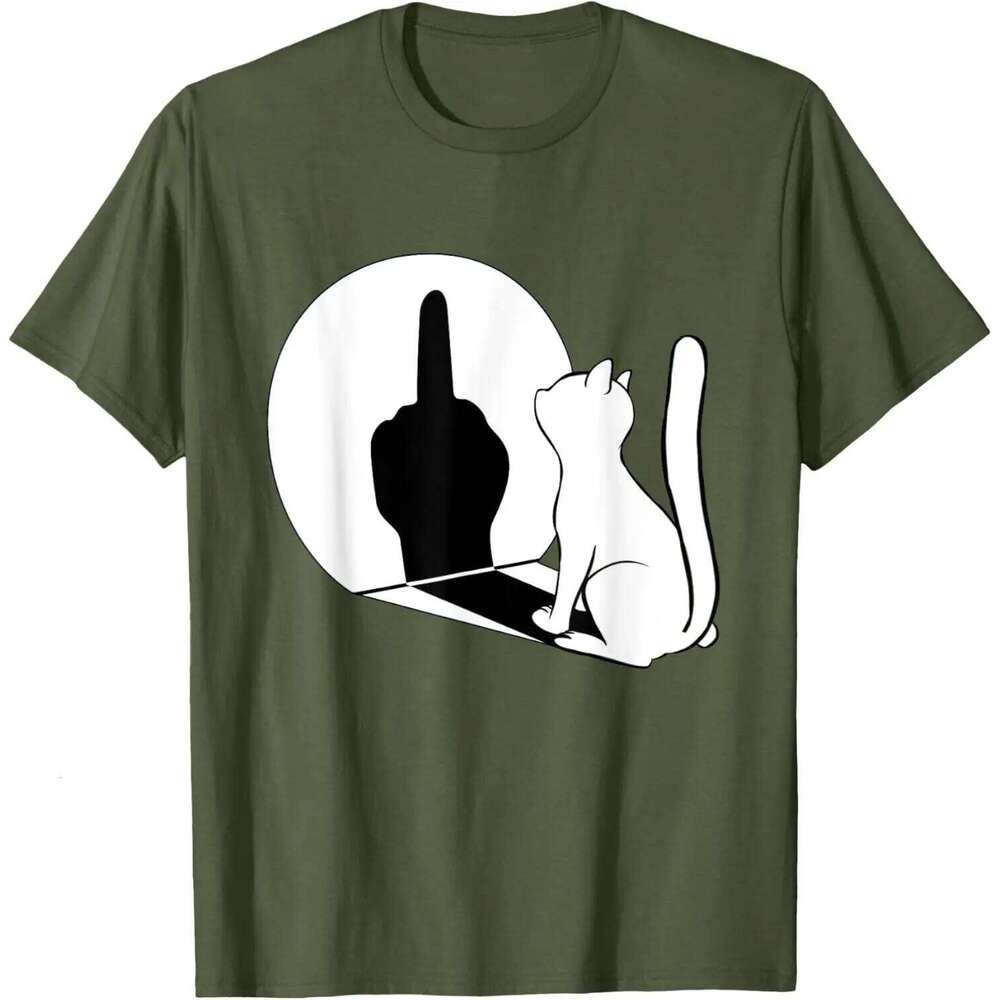 Middle Finger Statement Cat Funny Gift T-Shirt Regular Short Sleeve Tops O-neck Men's T-shirt Cotton Summer Shirts C260228 - view 3