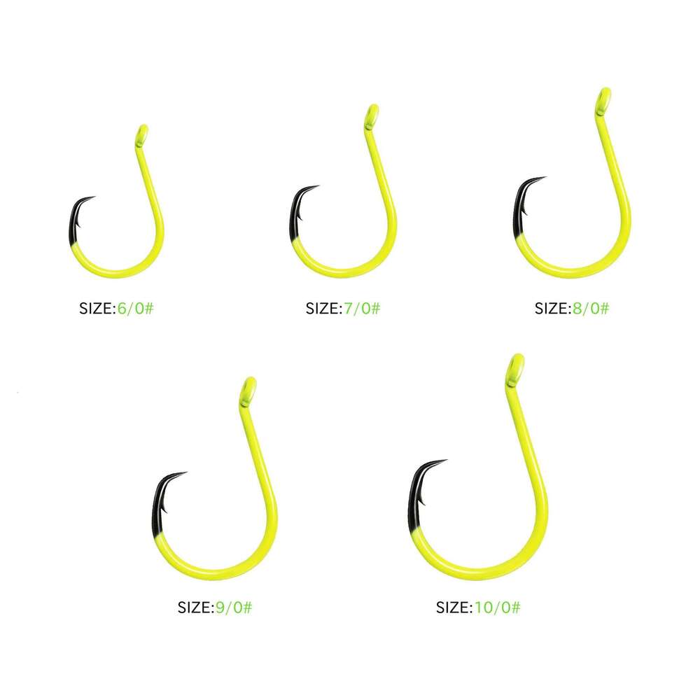 ZYZ 4~8pcs/Lot Circle 6/0# 7/0# 8/0# 9/0# 10/0# Fluorescent Coating Hawksbill Hook Saltwater Freshwater Fishing Hooks Z260228