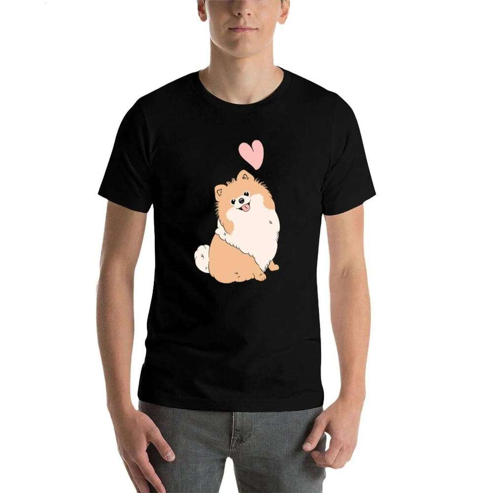 T-Shirt pack white LOVE printed cotton shirts funny Pomeranian Orange for t man C260228 - view 5
