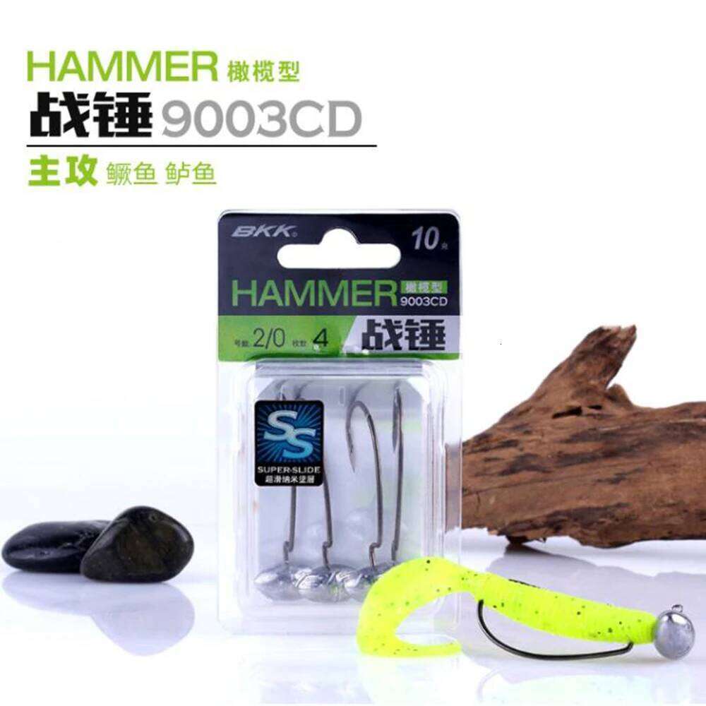 BKK Hammer 9003CD Jig Head Worm Hooks with Sharp Hook Tip And Smooth Coating in 3.5g 7g 10g for Bass Soft Baits Fishing Tackle Z260228