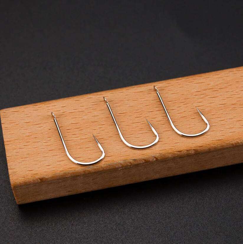 DYGYGYFZ 50pcs Reinforced Sleeve White No Barbed High Carbon Competitive Fish Table Hook Fishing Supplies Z260228